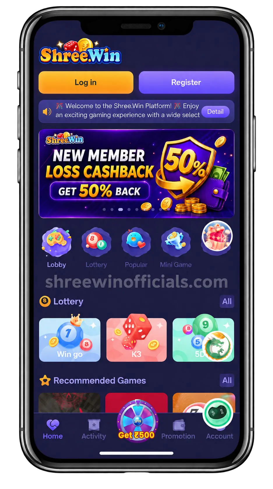 Register 3 Shree Win Dashboard