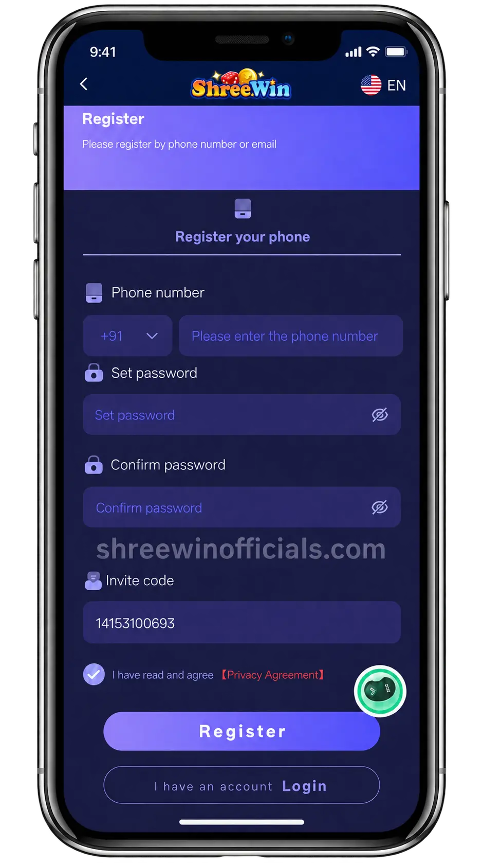 Home 8 Shree Win Register